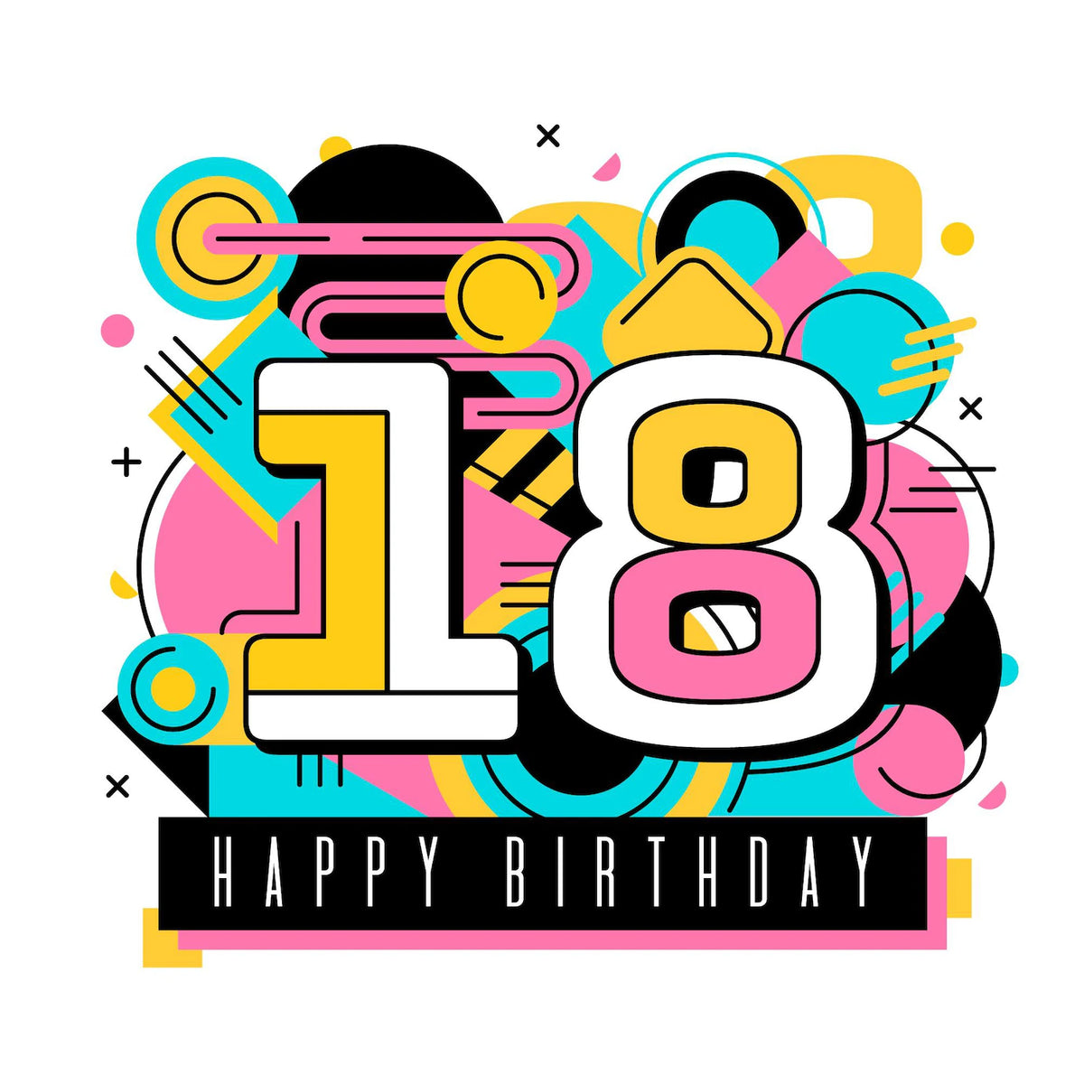 Essbares Tortenbild Geburtstag 18.Geburtstag Bunt TortenbildExpress