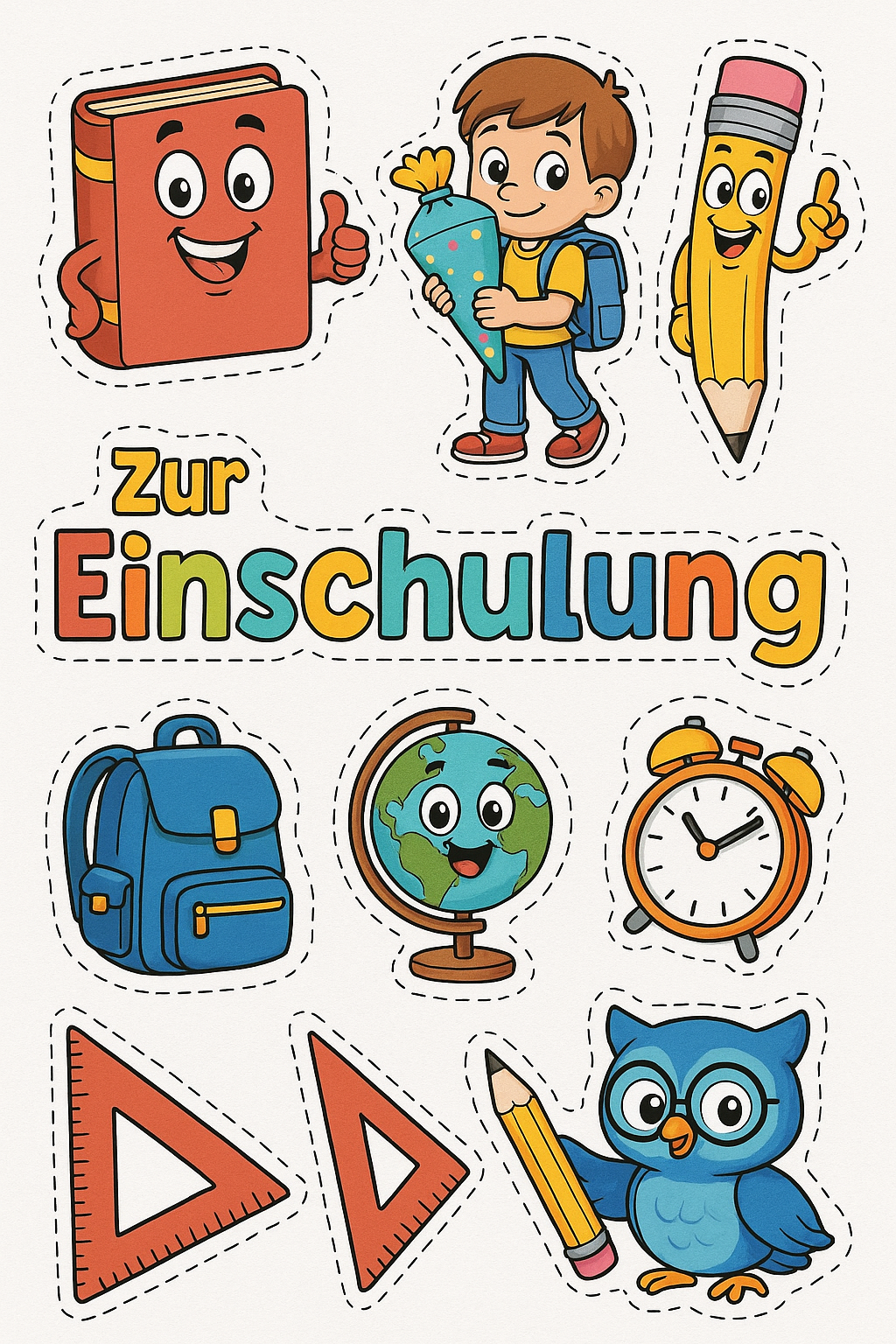 Essbares Tortenbild - Einschulung Motive (zum Ausschneiden) Junge